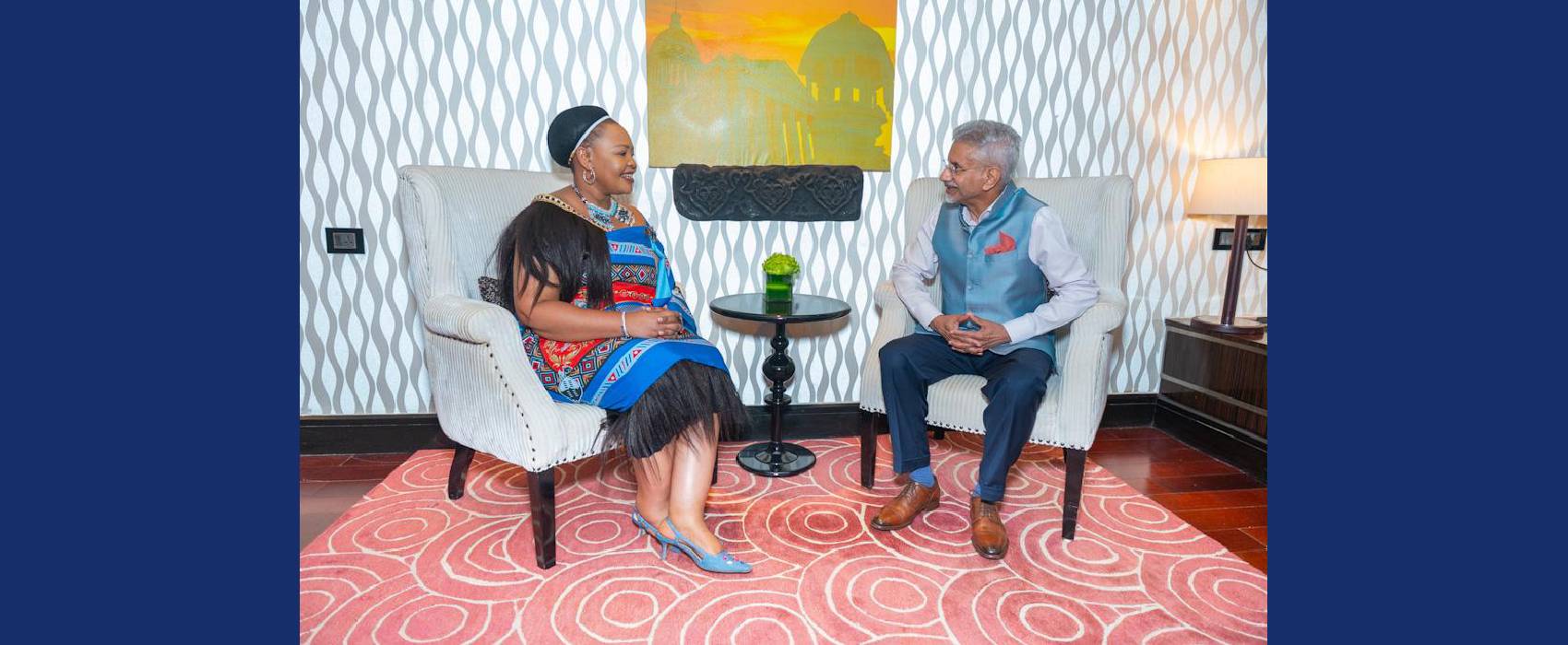 External Affairs Minister Dr. S. Jaishankar met H.E. Ms. Pholile Dlamini Shakantu, Minister of Foreign Affairs of Eswatini on the sidelines of the WAVE Summit 2025 in Mumbai