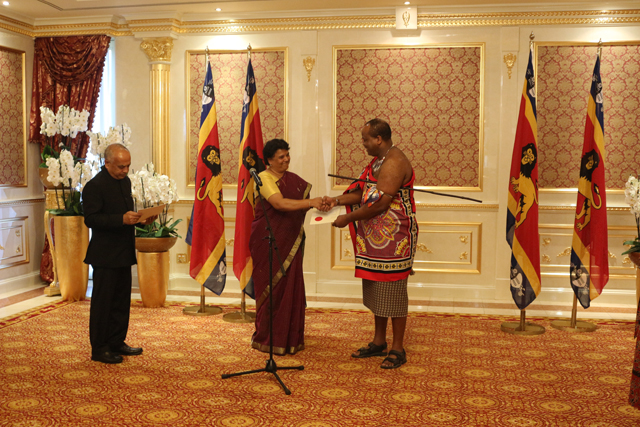 Presentation of Credentials to His Majesty the King of Eswatini today by the High Commissioner Radha Venkataraman