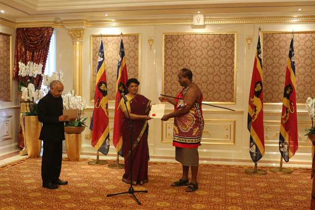Presentation of Credentials to His Majesty the King of Eswatini today by the High Commissioner Radha Venkataraman