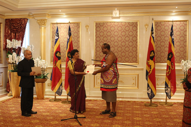 Presentation of Credentials to His Majesty the King of Eswatini today by the High Commissioner Radha Venkataraman