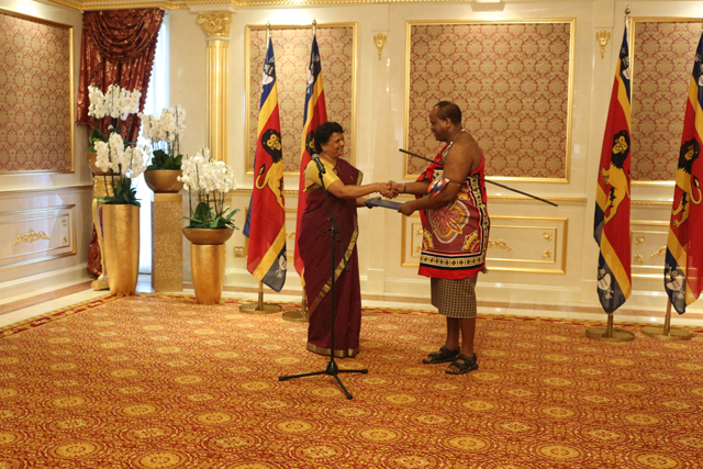 Presentation of Credentials to His Majesty the King of Eswatini today by the High Commissioner Radha Venkataraman