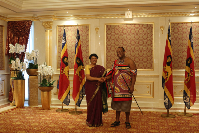 Presentation of Credentials to His Majesty the King of Eswatini today by the High Commissioner Radha Venkataraman